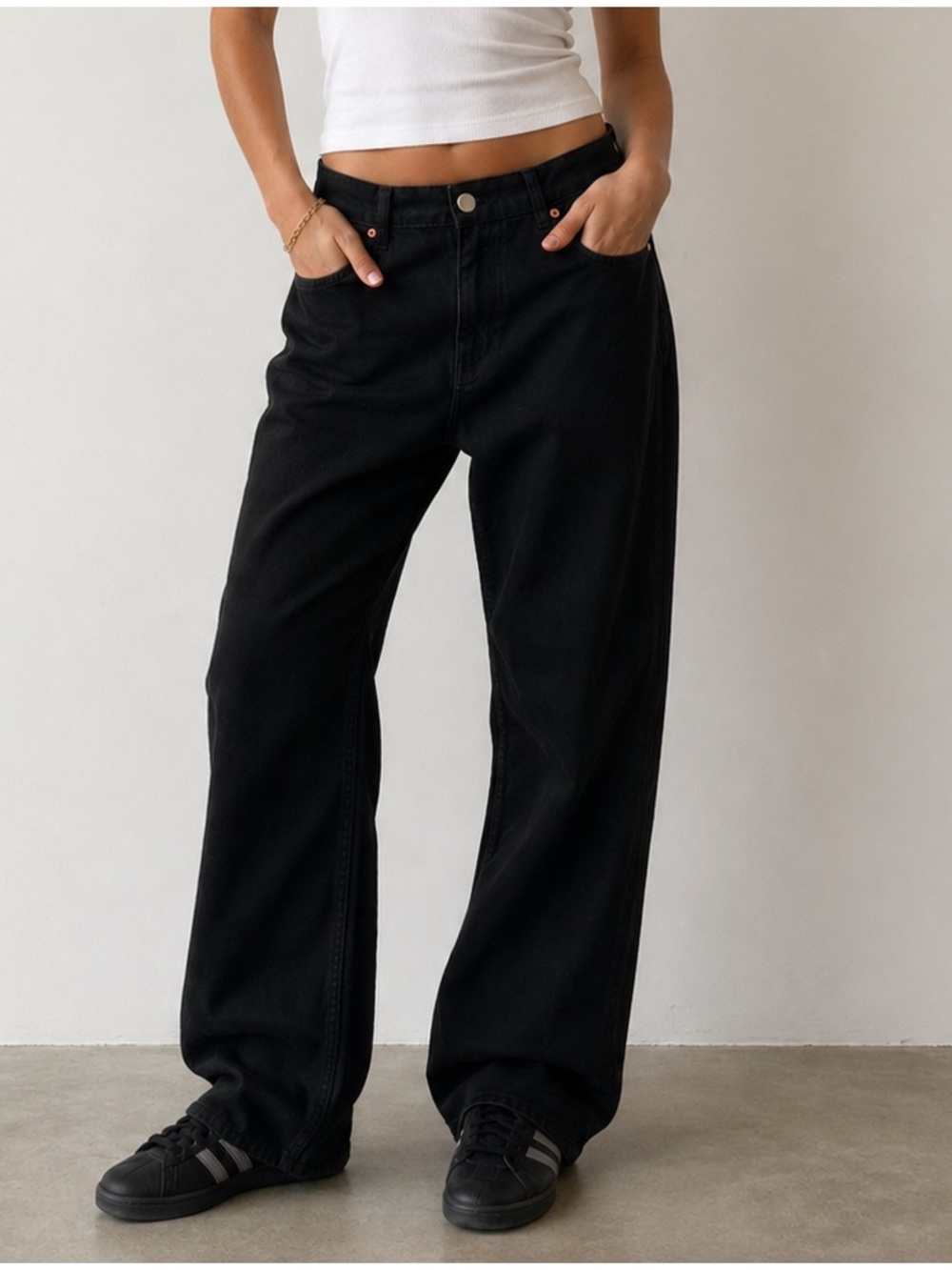 SONG • Black Low Rise Slouchy Street Jean